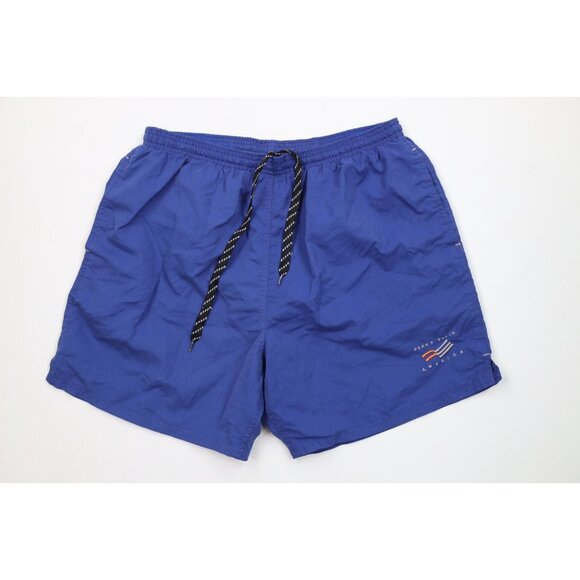 Vintage 90s Perry Ellis America Mens Large Faded Spell Out Lined Shorts Trunks - Picture 1 of 12